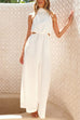 Sleeveless Tie Neck Cut Out Waist Wide Leg Jumpsuit