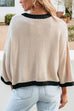 Moxidress Crewneck Drop Shoulder Color Block Knit Sweater