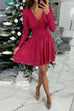 Moxidress Wrap V Neck Waisted Sequin Mini Party Dress