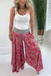 Moxidress Elastic Waist Wide Leg Palazzo Printed Casual Pants