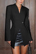 Moxidress Chic V Neck Single Button Irregular Blazer