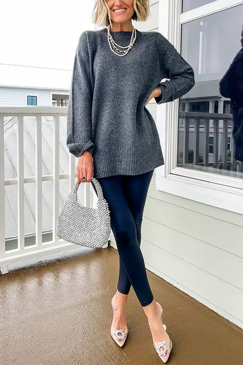 Moxidress Crewneck Solid Warm Loose Sweater