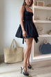 Moxidress Square Neck Bow Knot Backless Mini Dress