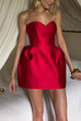 Moxidress Sweetheart Neck Strapless Mini Party Dress