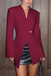 Moxidress Chic V Neck Single Button Irregular Blazer