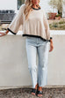 Moxidress Crewneck Drop Shoulder Color Block Knit Sweater