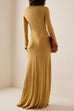 Turtleneck Long Sleeves Metallic Maxi Evening Dress