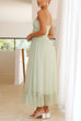 Moxidress Frill Trim Lace Up Ruched Maxi Cami Dress