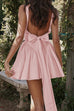 Moxidress Square Neck Bow Knot Backless Mini Dress