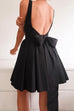 Moxidress Square Neck Bow Knot Backless Mini Dress