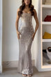 Moxidress Strapless Back Slit Rhinestone Bodycon Maxi Party Dress