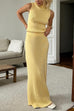 Moxidress Cowl Neck Sweater Top and Elastic Waist Maxi Skirt Set