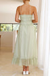 Moxidress Frill Trim Lace Up Ruched Maxi Cami Dress