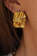 Moxidress Textured Gold Rectangle Stud Earrings