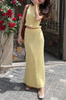 Moxidress Cowl Neck Sweater Top and Elastic Waist Maxi Skirt Set