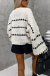 Moxidress Lantern Sleeves Color Block Chunky Knit Sweater