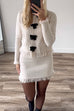 Moxidress Crewneck Frayed Hem Pocketed Bow Sweater