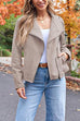 Moxidress Zip Up Pocketed Faux Suede Moto Jacket(in 7 Colors)