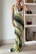 Halter Cowl Neck Open Back Tie Dye Maxi Dress