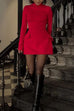 Moxidress Mockneck Long Sleeves Waisted Mini Dress