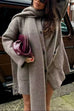 Moxidress Button Down Pocketed Winter Knit Coat with Scarf