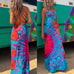 Moxidress Strappy Backless Tie Dye Maxi Dress