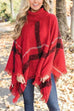 Moxidress Tassel Color Block Classic Cloak Poncho Sweater