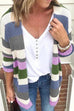 Moxidress Rainbow Stripes Open Front Cozy Sweater Cardigan