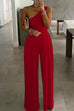 Moxidress One Shoulder Wide Leg Sleeveless Jumpsuit