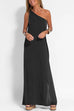 Moxidress Sleeveless One Shoulder Side Split Maxi Dress