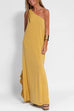 Moxidress Sleeveless One Shoulder Side Split Maxi Dress