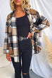 Moxidress Lapel Button Down Pockets Plaid Shacket Coat