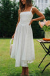 Moxidress White Sleeveless Irregular Cami Swing Dress