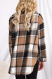 Moxidress Lapel Button Down Pockets Plaid Shacket Coat