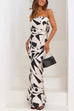 Moxidress Off Shoulder Sleeveless Geometric Printed Maxi Party Dress