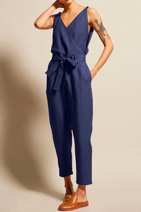 Moxidress Josh V Neck Bow Knot Sleeveless Jumpsuit