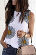 Moxidress Crewneck Sleeveless Sunflower Tops