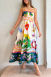 Moxidress High Waist Cartoon Printed Swing Maxi Cami Dress