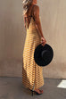 Moxidress Stripes Splice Backless Ethnic Printed Maxi Cami Dress