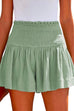 Moxidress Elastic Smocked Waist Wide Leg Solid Shorts