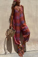 Moxidress V Neck Tie Shoulder Pockets Tie Dye Cami Jumpsuit