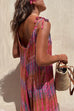 Moxidress V Neck Tie Shoulder Pockets Tie Dye Cami Jumpsuit