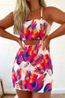 Moxidress Sleeveless Cut Out Printed Mini Cami Dress