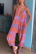 Moxidress V Neck Tie Shoulder Pockets Tie Dye Cami Jumpsuit