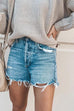 Moxidress Raw Hem Ripped Distressed Denim Shorts