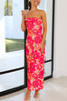 Moxidress Strapless Off Shoulder Backless Printed Maxi Party Dress
