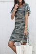 Moxidress Knee Length Bubble Short Sleeves Camo Dress