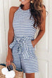 Moxidress Bow-knot Sleeveless Striped Romper