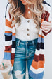 Moxidress Rainbow Stripes Open Front Cozy Sweater Cardigan