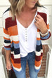 Moxidress Rainbow Stripes Open Front Cozy Sweater Cardigan